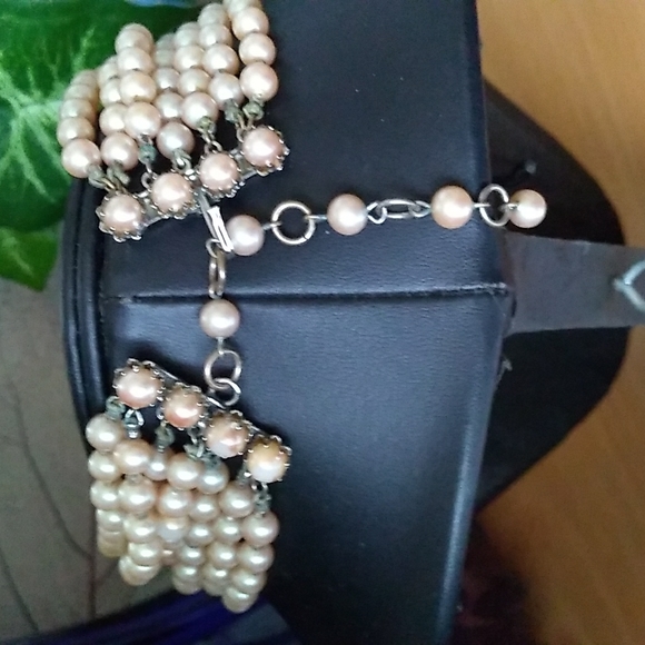 RARE SANDOR 7-Layer Glass Pearl Choker w L W PARIS Cut Steel Slide Buckle - Picture 5 of 16